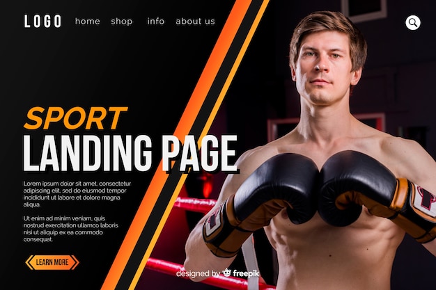 Sport Landing Page Template with Photo – Free Download