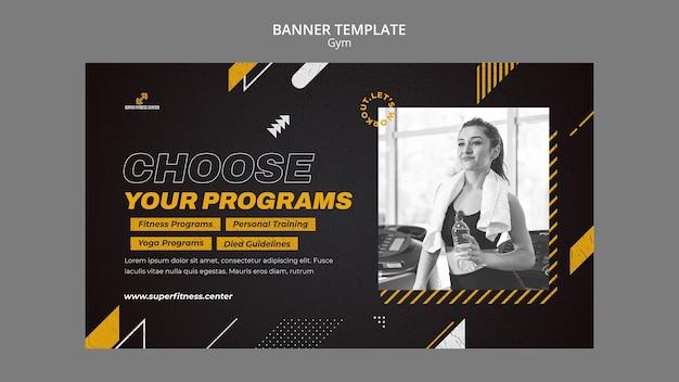 Dynamic Gym Banner Design Template for Promoting Fitness | Free Download