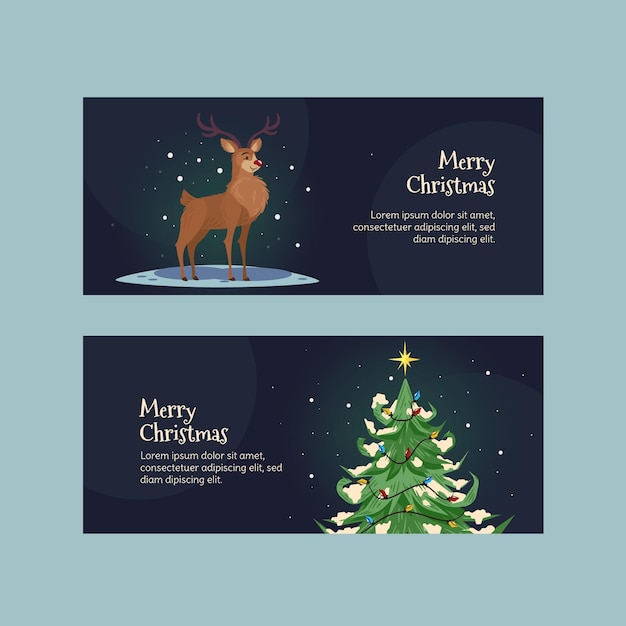 Hand Drawn Flat Christmas Banners Set – Free Download