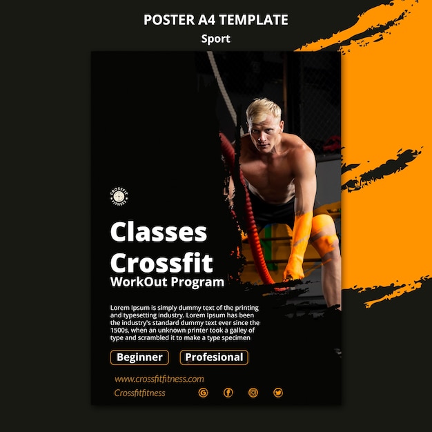 Sports and Fitness Classes Vertical Poster Template – Download Free Stock Photo