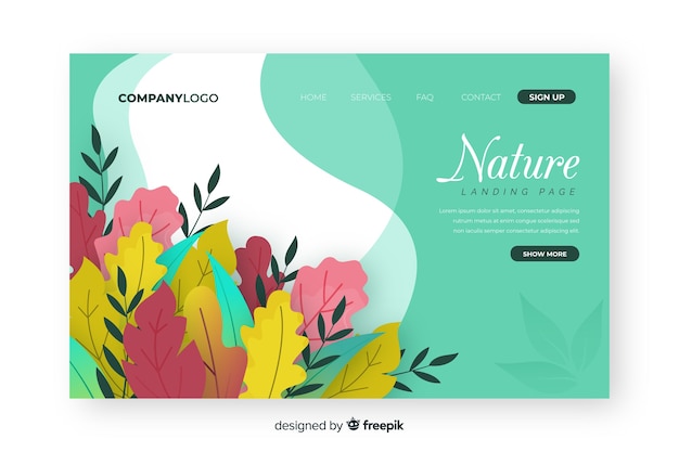 Nature Landing Page Design Featuring Leaves â Free Download