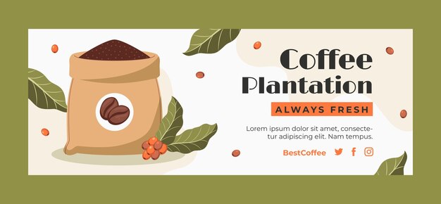 Hand Drawn Coffee Plantation Facebook Cover – Free Download