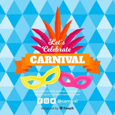 Vibrant Flat Masks Carnival Background – Free Download