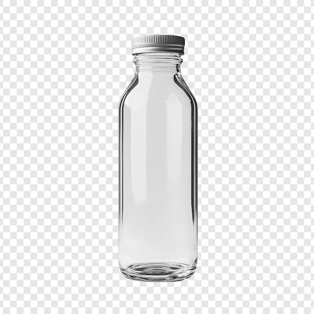 Empty Glass Bottle Mockup: Clear Cylindrical Vessel with Silver Cap – Free Download