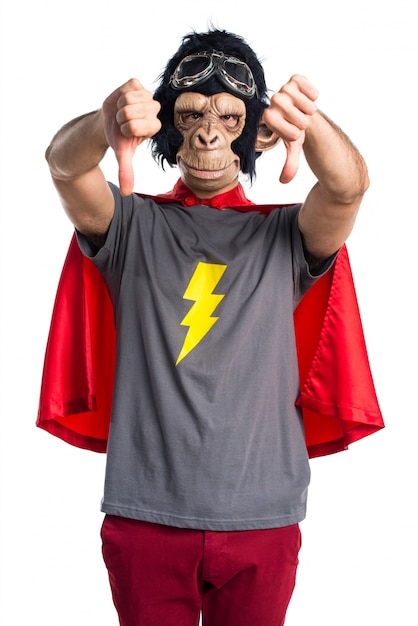 Superhero Monkey Man Doing Bad Signal – Free Stock Photo, Download for Free