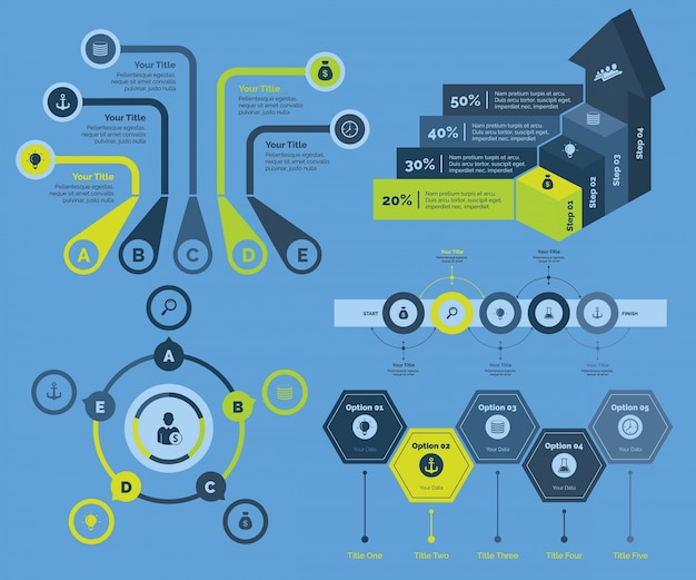 Five Analytics Charts Templates Set – Free Download