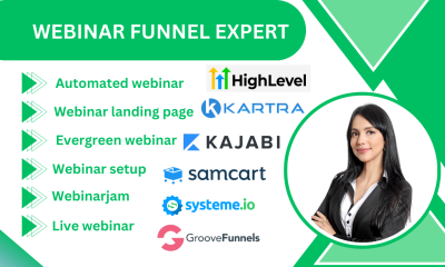 I Will Design Webinar Funnel in WebinarJam, GrooveFunnel, Kajabi, SamCart, Builderall, and Kartra