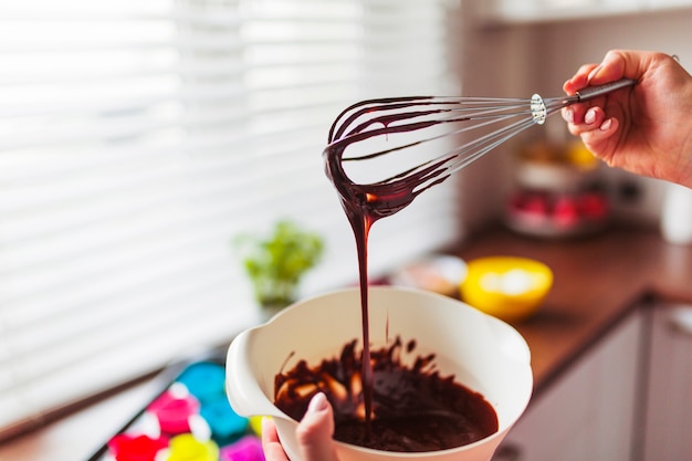 Crop Hands Mixing Batter with Whisk – Free Stock Photo for Download