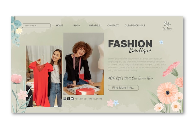 Watercolor Boutique Landing Page Template – Free Download