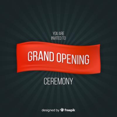 Realistic Style Grand Opening Banner Vector Template – Free Download