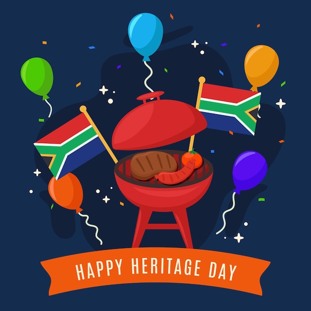 Heritage Day South Africa Celebrations with Flags and Balloons – Free Download