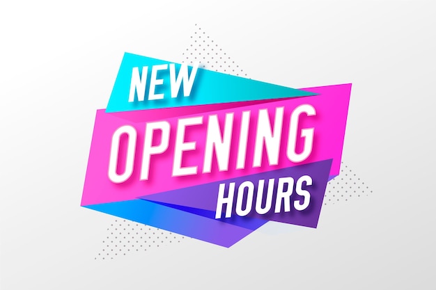 Gradient New Opening Hours Sign Background – Free Download