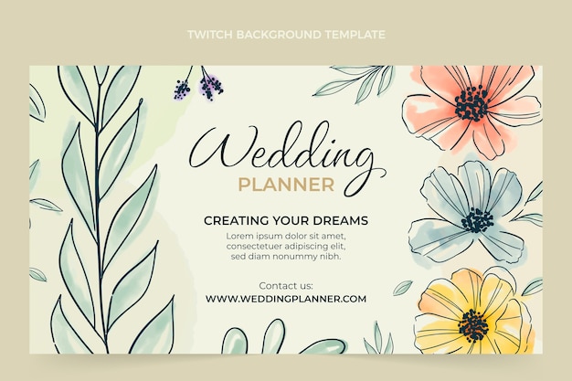 Watercolor Wedding Planner Twitch Background – Free Download