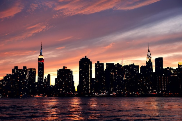 Manhattan Midtown Skyline at Sunset Over East River – Free Download