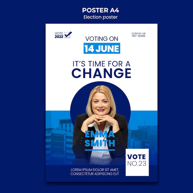 Vertical Poster Template for Election and Politics – Free Download