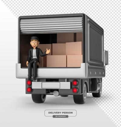 3D Render of Delivery Truck with Black Friday Sign and Driver – Free Stock Photo, Download for Free