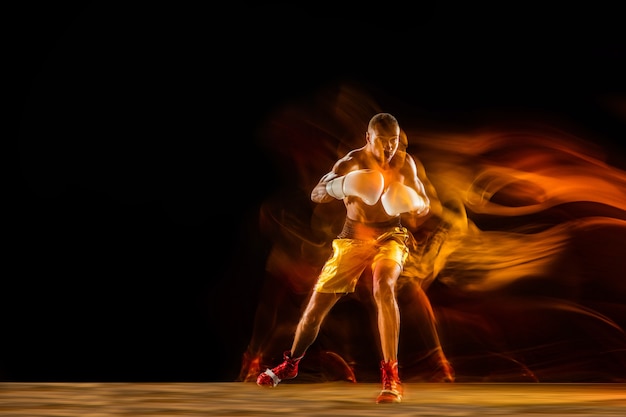 Professional Boxer Training in Mixed Light – Free Stock Photo Download