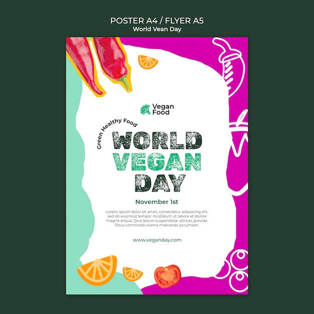 Abstract World Vegan Day Poster Template – Free Download