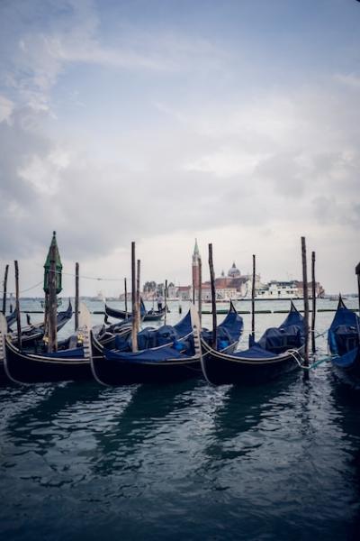 Blue Gondolas in a Port at Daytime – Free Download