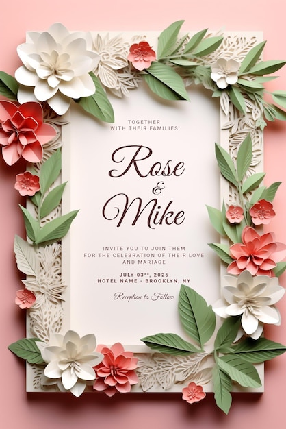 Elegant Vintage Floral Wedding Invitation Greeting Card – Free Download