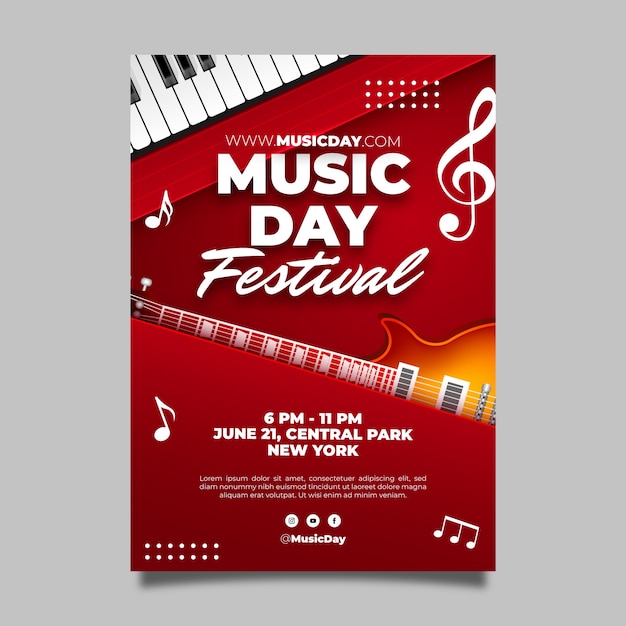 Realistic World Music Day Poster – Free Download