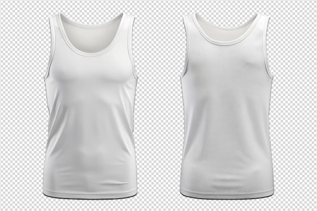 White Tank Top Template for Men – Front and Back PNG | Free Download