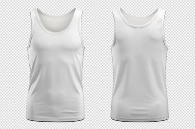 White Tank Top Template for Men – Front and Back PNG | Free Download