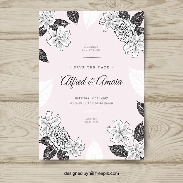 Floral Ornaments Wedding Card Invitation – Free Download