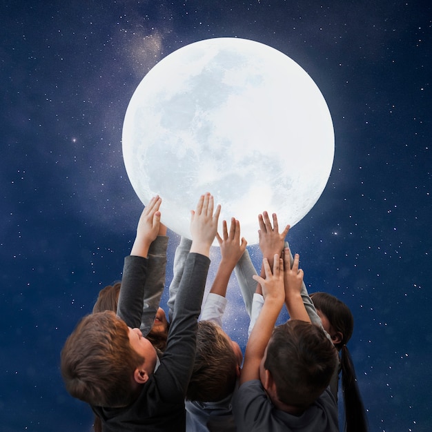 Children Holding Moon – Free Stock Photo Download