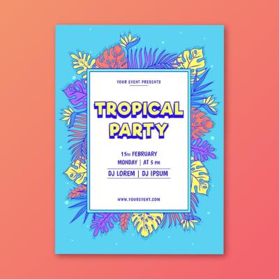 Tropical Party Poster Template – Free Download Free Stock Photo