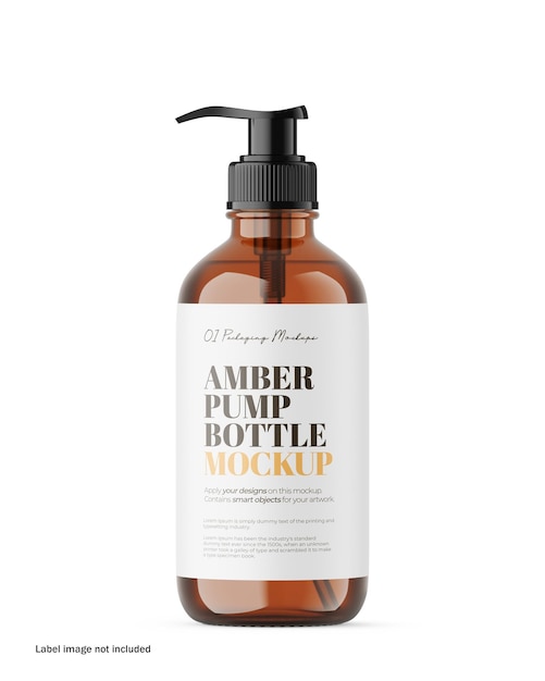 Amber Soap Pump Bottle PSD Mockup – Download Free Stock Photo