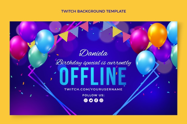 Gradient Colorful Birthday Twitch Background – Free Download