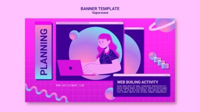 Vaporwave Banner Template Illustration – Free Download