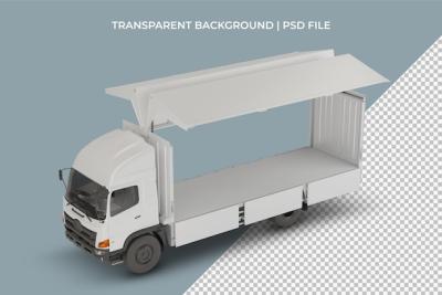 Realistic Isolated White Wing Box Truck Open – Free Stock Photo Download