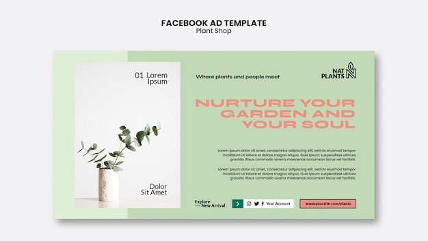 Plant Shop Facebook Template for Effective Social Media Marketing – Free Download