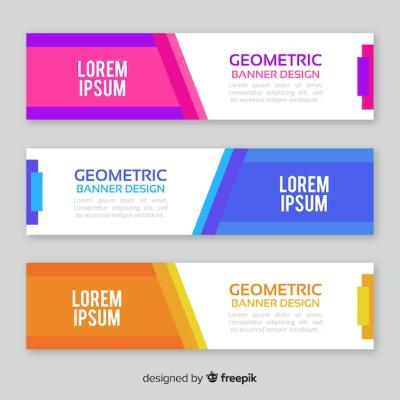 Colorful Abstract Banners Featuring Geometric Design – Free Download