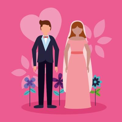 Wedding Couple in Flat Style – Free Stock Photo Download