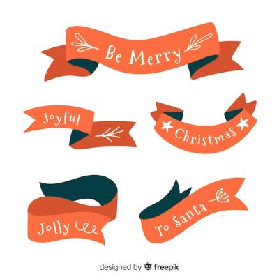 Hand Drawn Christmas Ribbon Collection – Free Download