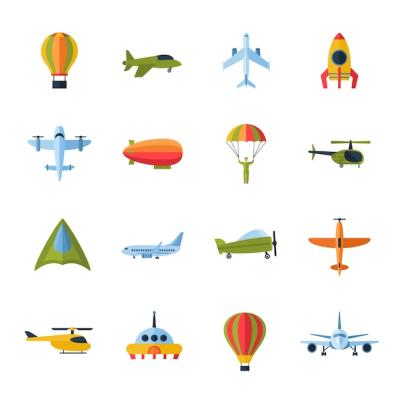 Flat Aircraft Icons Set – Free Download