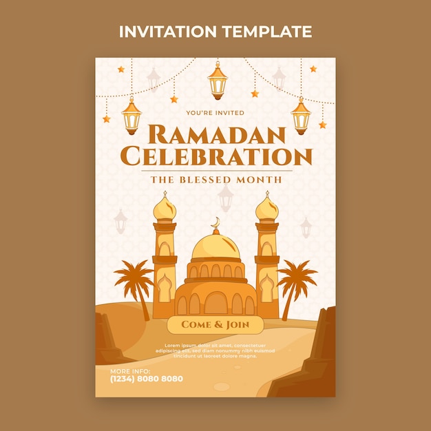 Flat Ramadan Invitation Template – Download Free Stock Photo