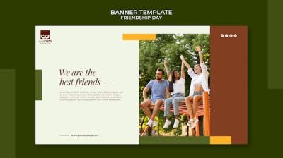 Friendship Day Horizontal Banner Template in Earthy Tones – Free Download