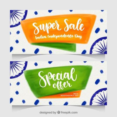 Indian Independence Day Watercolor Sale Banners – Free Download