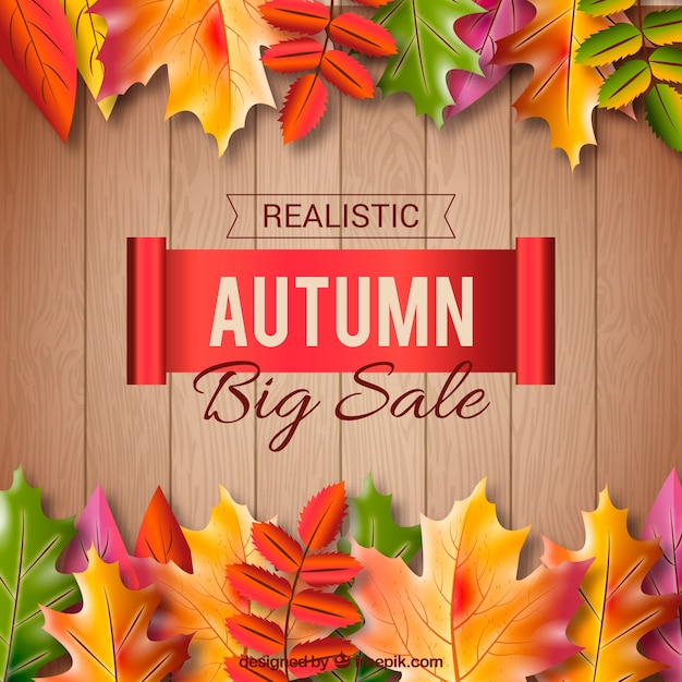 Autumn Sale Background with Leaves – Free Download