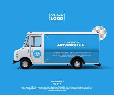 Commercial Vehicle Delivery Truck Mockup – Transparent Background for Free Download