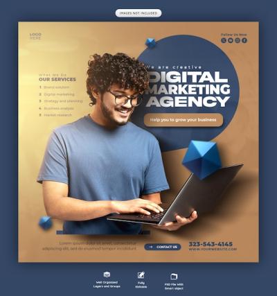 Digital Marketing Agency and Corporate Social Media Banner Template – Free Download