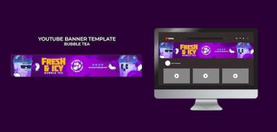 Bubble Tea YouTube Channel Art Template Design – Free Download