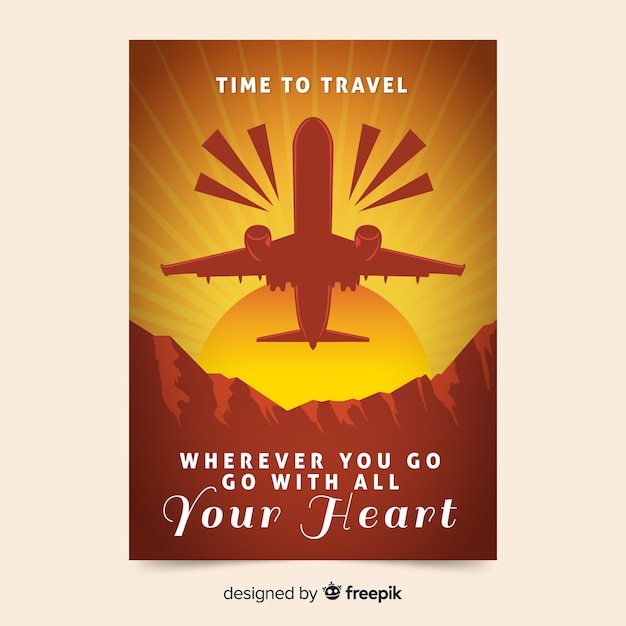 Flat Vintage Promotional Travel Poster – Free Download, Download Free Stock Photo