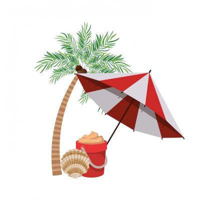 Striped Beach Umbrella Vector Template – Free Download