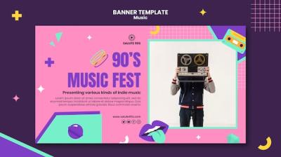 Flat Design Music Banner Template – Free Download