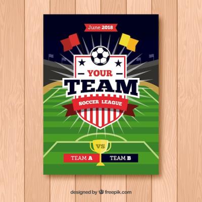 Soccer League Flyer Design Featuring a Flat Style Ball – Free Download